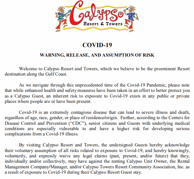 Calypso COVID Release Form